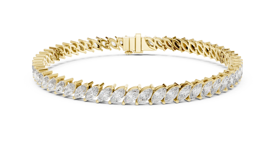 Marquise Cut Diamond Tennis Bracelet in Yellow Gold