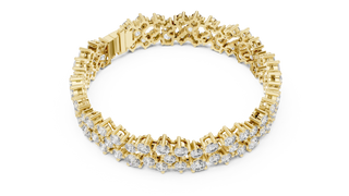 Cluster Diamond Tennis Bracelet in Yellow Gold