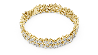 Cluster Diamond Tennis Bracelet in Yellow Gold
