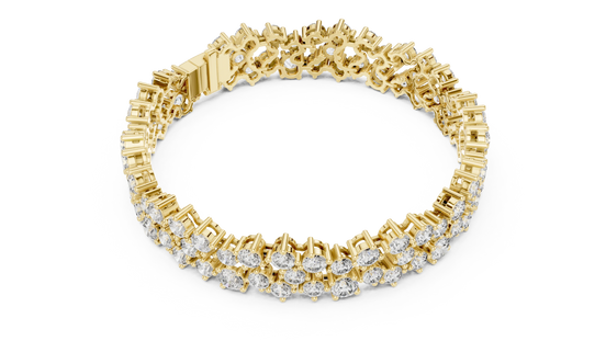 Cluster Diamond Tennis Bracelet in Yellow Gold