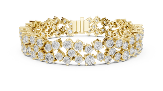 Cluster Diamond Tennis Bracelet in Yellow Gold