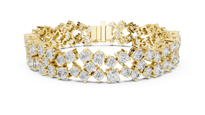 Cluster Diamond Tennis Bracelet in Yellow Gold