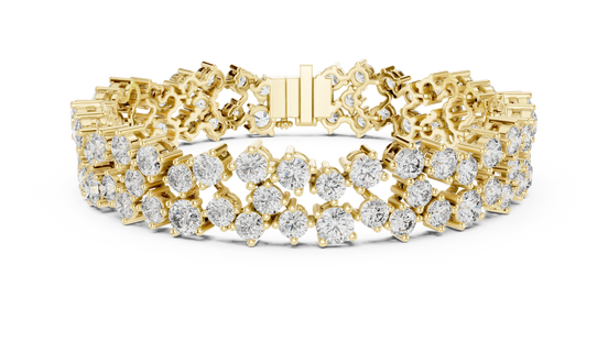 Cluster Diamond Tennis Bracelet in Yellow Gold