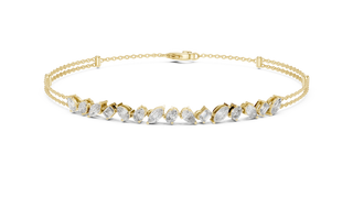 Multi Shape Diamond Station Bracelet in Yellow Gold