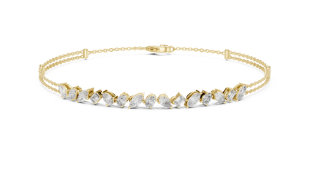 Multi Shape Diamond Station Bracelet in Yellow Gold