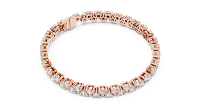 Round Diamond Cluster Tennis Bracelet in Rose Gold