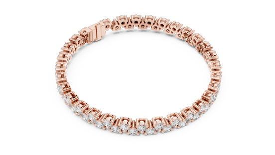 Round Diamond Cluster Tennis Bracelet in Rose Gold