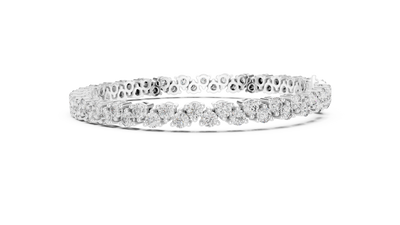 Classic double row lab grown diamond tennis bracelet with round cut diamonds in yellow white and rose gold