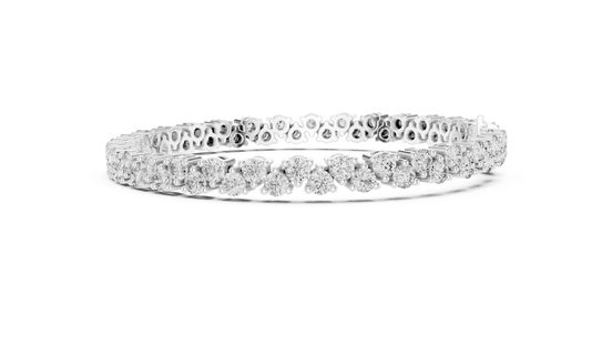 Classic double row lab grown diamond tennis bracelet with round cut diamonds in yellow white and rose gold