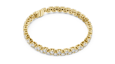 Classic double row lab grown diamond tennis bracelet with round cut diamonds in yellow white and rose gold