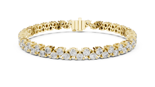 Round Diamond Cluster Tennis Bracelet in Yellow Gold
