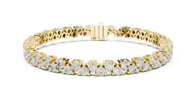 Round Diamond Cluster Tennis Bracelet in Yellow Gold