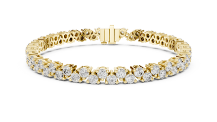 Round Diamond Cluster Tennis Bracelet in Yellow Gold