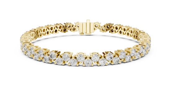 Round Diamond Cluster Tennis Bracelet in Yellow Gold