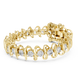 Bold link style lab grown diamond bracelet with large round cut diamonds in yellow white and rose gold