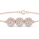 Vintage halo style lab grown diamond bracelet connector with round center diamonds and halo detailing in yellow white and rose gold