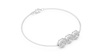 Round Halo Diamond Station Bracelet in White Gold
