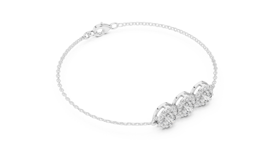 Round Halo Diamond Station Bracelet in White Gold