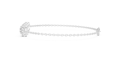 Vintage halo style lab grown diamond bracelet connector with round center diamonds and halo detailing in yellow white and rose gold