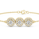 Vintage halo style lab grown diamond bracelet connector with round center diamonds and halo detailing in yellow white and rose gold