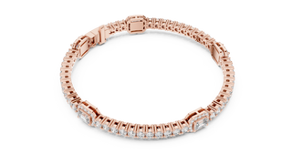 Round Halo Diamond Trio Bracelet in Rose Gold
