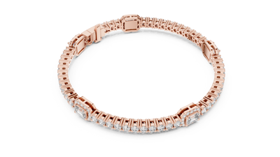 Round Halo Diamond Trio Bracelet in Rose Gold