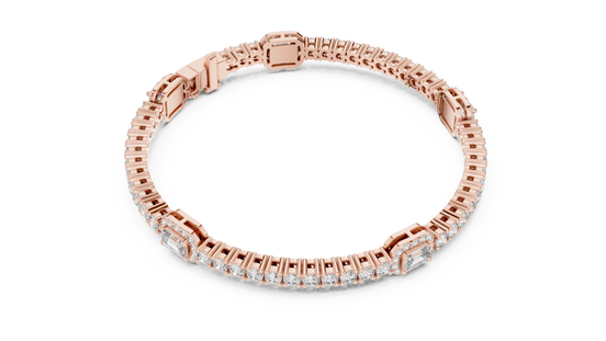 Round Halo Diamond Trio Bracelet in Rose Gold