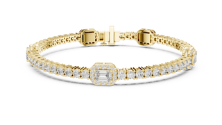 Round Halo Diamond Trio Bracelet in Yellow Gold