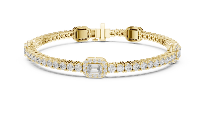 Round Halo Diamond Trio Bracelet in Yellow Gold