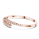 Graduated round lab grown diamond open cuff bracelet with flowing diamond design in yellow white and rose gold