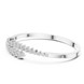 Graduated round lab grown diamond open cuff bracelet with flowing diamond design in yellow white and rose gold