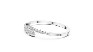 Diamond Cascade Open Cuff Bangle in White Gold