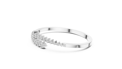 Diamond Cascade Open Cuff Bangle in White Gold