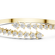 Graduated round lab grown diamond open cuff bracelet with flowing diamond design in yellow white and rose gold