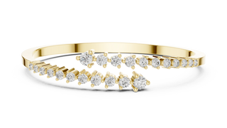 Diamond Cascade Open Cuff Bangle in Yellow Gold