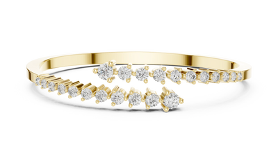 Diamond Cascade Open Cuff Bangle in Yellow Gold