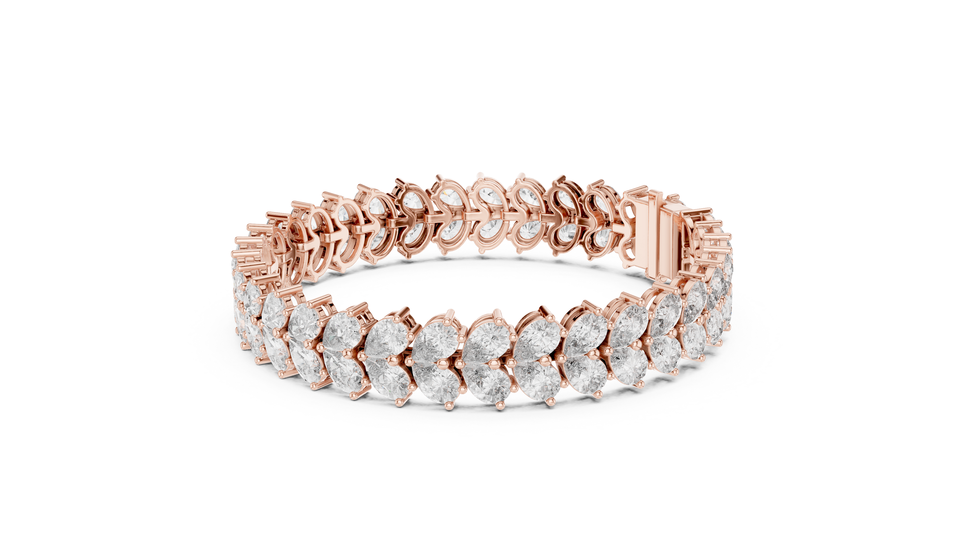 Luxury pear shape diamond tennis bracelet in gold with brilliant lab grown diamonds by Signora Jewels
