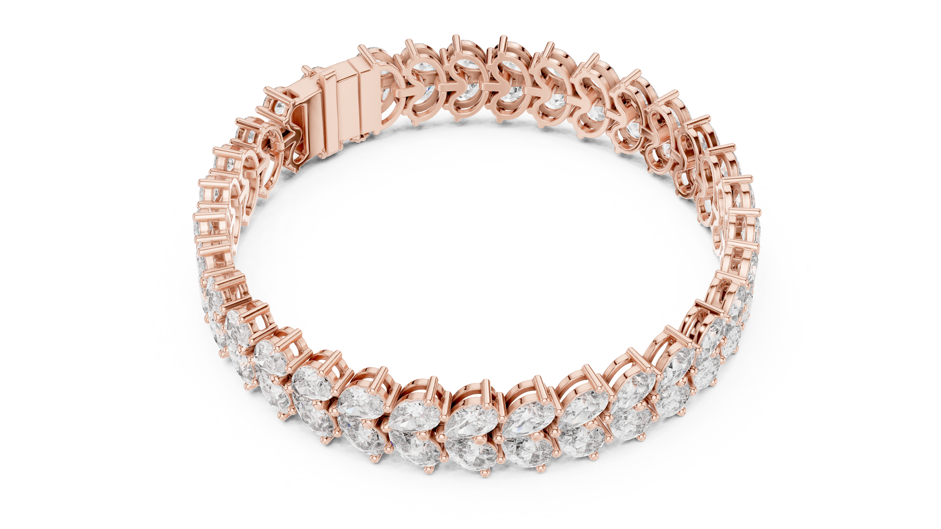 Luxury pear shape diamond tennis bracelet in gold with brilliant lab grown diamonds by Signora Jewels