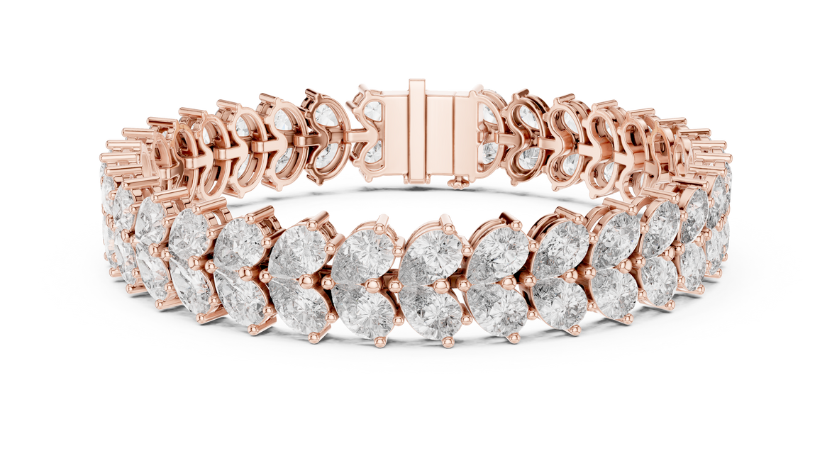 Luxury pear shape diamond tennis bracelet in gold with brilliant lab grown diamonds by Signora Jewels