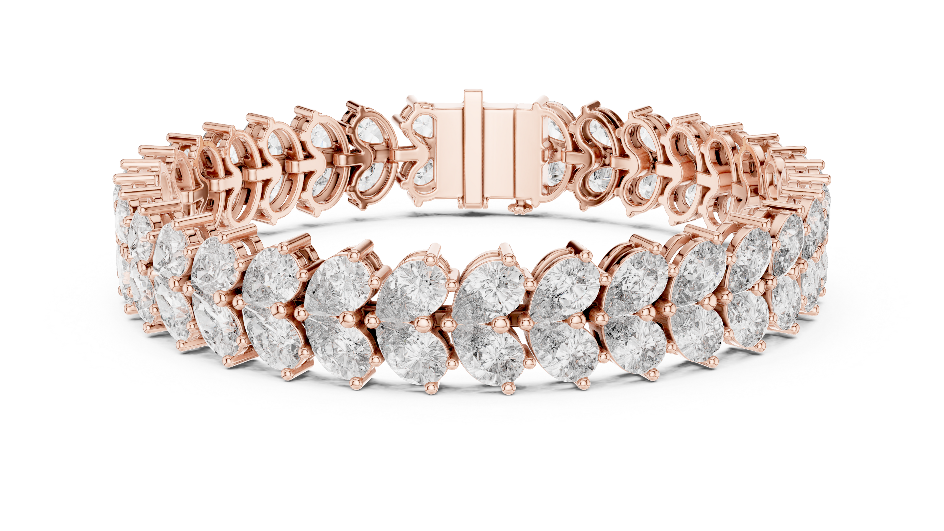 Luxury pear shape diamond tennis bracelet in gold with brilliant lab grown diamonds by Signora Jewels