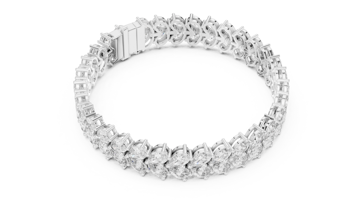 Luxury pear shape diamond tennis bracelet in gold with brilliant lab grown diamonds by Signora Jewels