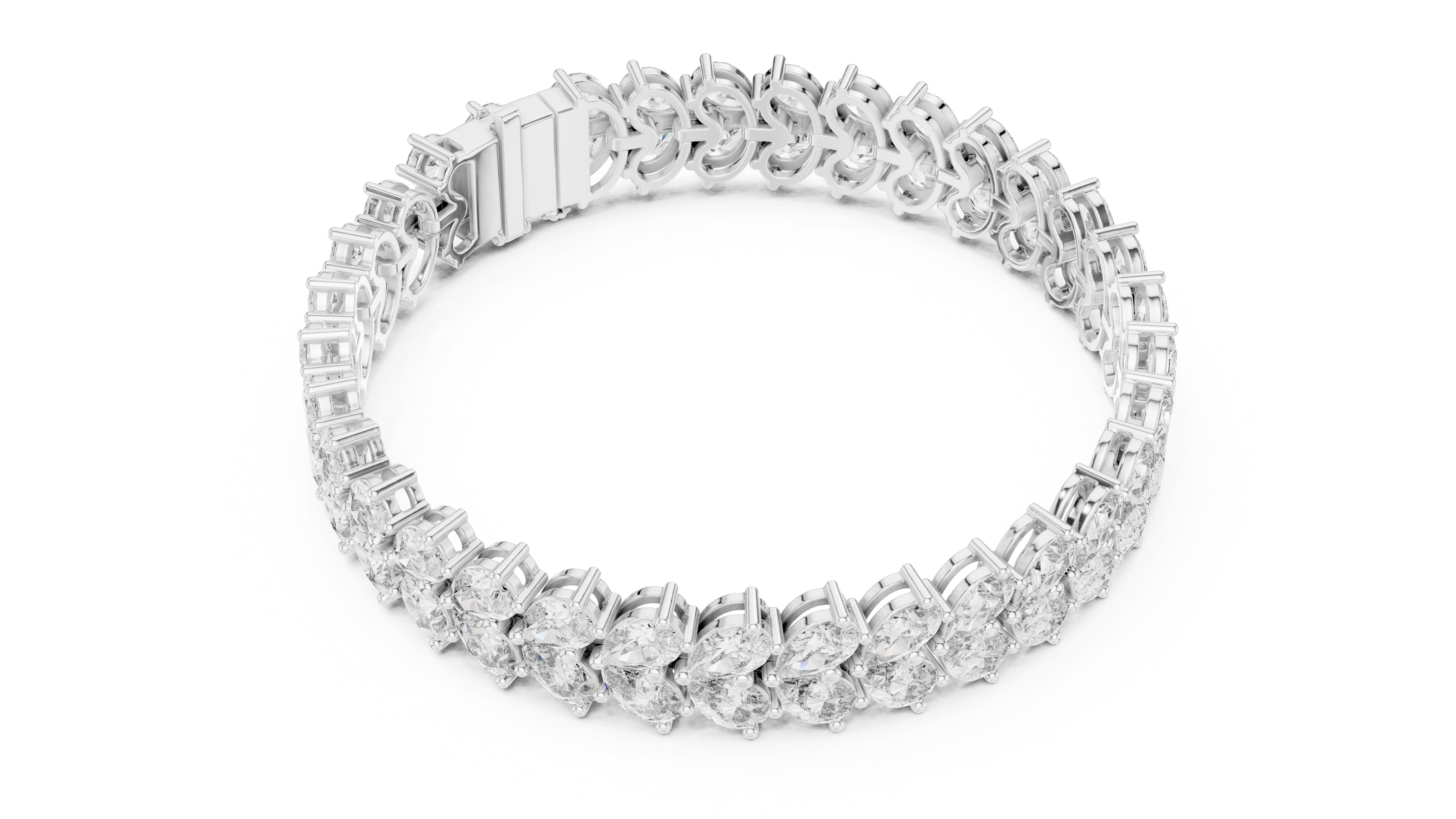 Luxury pear shape diamond tennis bracelet in gold with brilliant lab grown diamonds by Signora Jewels