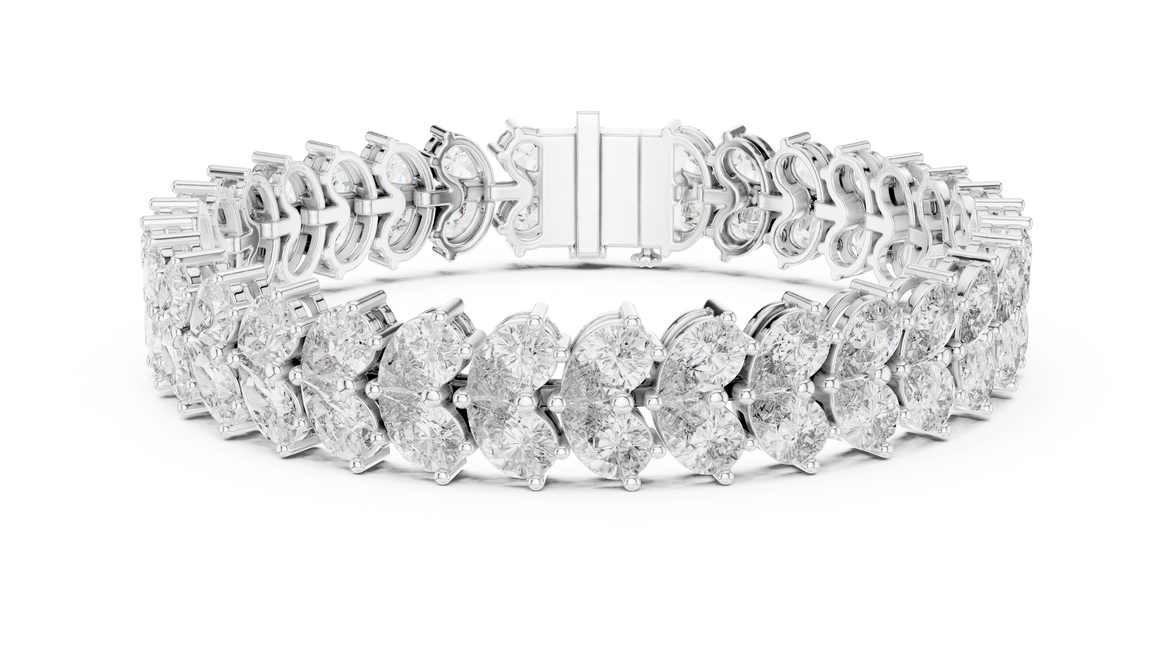 Luxury pear shape diamond tennis bracelet in gold with brilliant lab grown diamonds by Signora Jewels