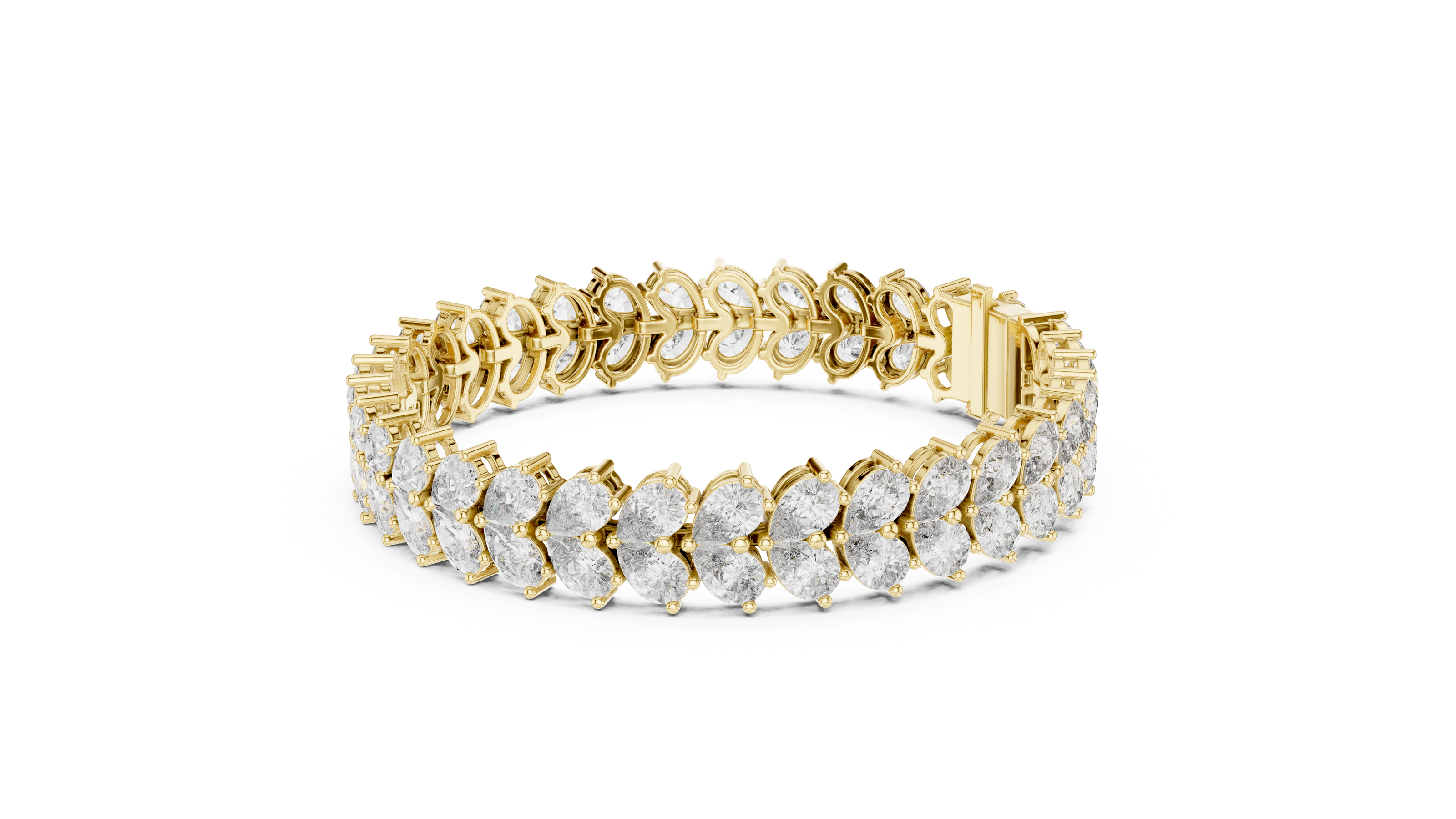 Luxury pear shape diamond tennis bracelet in gold with brilliant lab grown diamonds by Signora Jewels