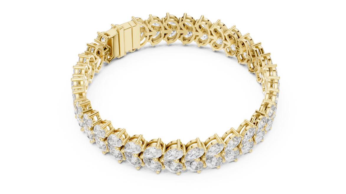 Luxury pear shape diamond tennis bracelet in gold with brilliant lab grown diamonds by Signora Jewels