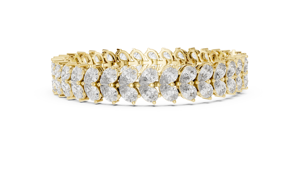 Luxury pear shape diamond tennis bracelet in gold with brilliant lab grown diamonds by Signora Jewels