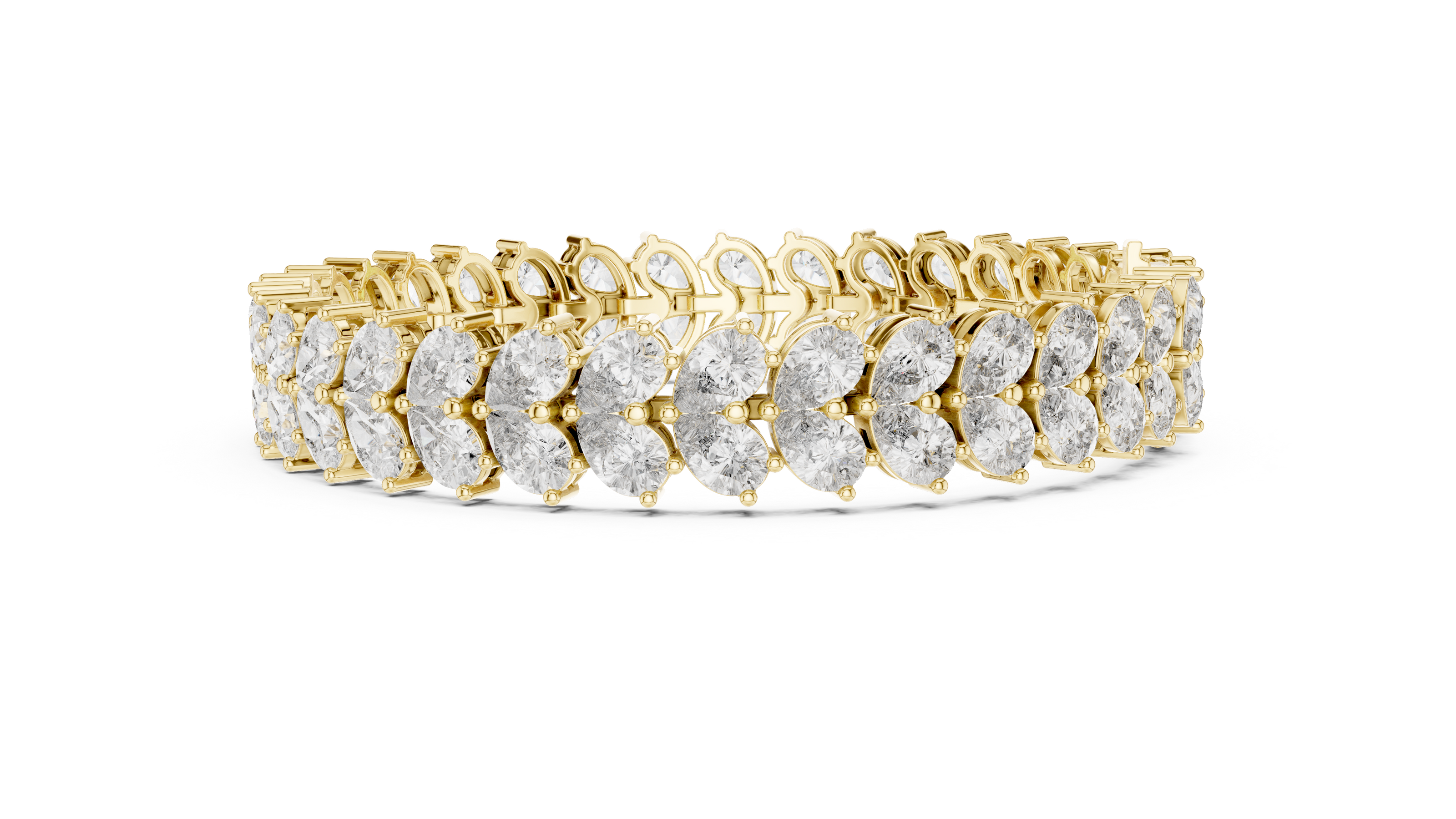 Luxury pear shape diamond tennis bracelet in gold with brilliant lab grown diamonds by Signora Jewels