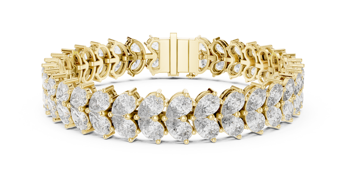 Luxury pear shape diamond tennis bracelet in gold with brilliant lab grown diamonds by Signora Jewels