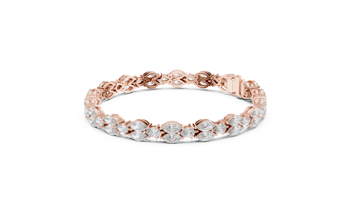 Luxury marquise and pear diamond tennis bracelet in gold with lab grown diamonds by Signora Jewels