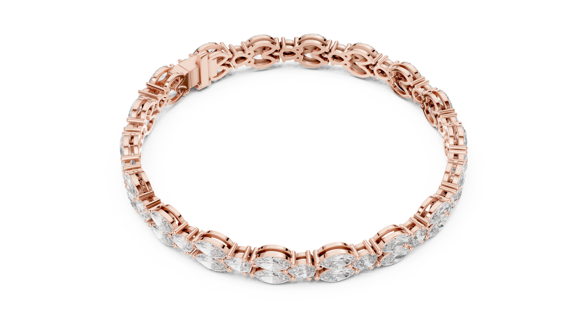 Luxury marquise and pear diamond tennis bracelet in gold with lab grown diamonds by Signora Jewels